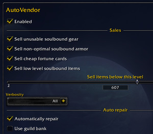 Аддон AutoVendor для WoW Битва за Азерот 8.2.5